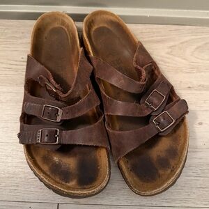 Birkenstock Leather Sandals with Buckle Straps - Size 38